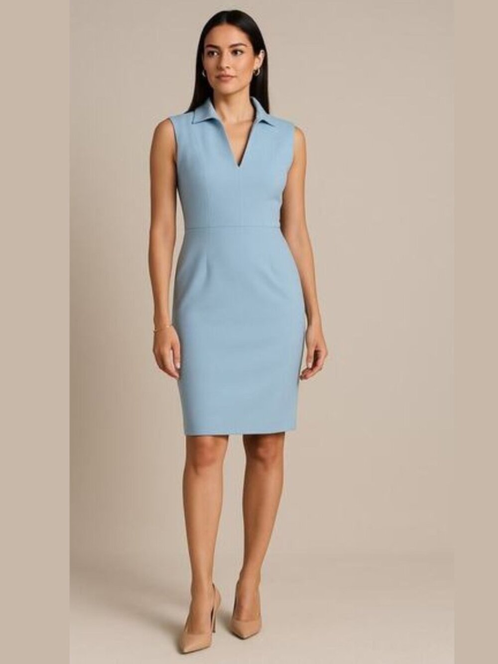 Black Halo Jackie O Sleeveless Sheath Dress Blue V-Neck Sheath dress-New